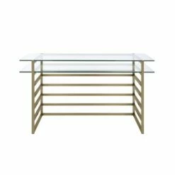 Shona Desk Antique Gold/Clear Glass - Acme Furniture