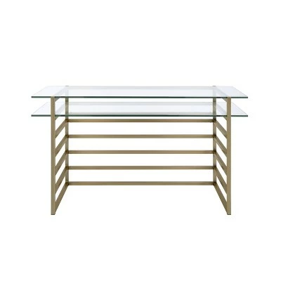 Shona Desk Antique Gold/Clear Glass - Acme Furniture 3 Shona Desk Antique Gold/Clear Glass - Acme Furniture