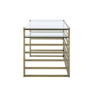 Shona Desk Antique Gold/Clear Glass - Acme Furniture 5 Shona Desk Antique Gold/Clear Glass - Acme Furniture - Image 3