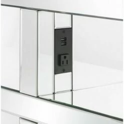 Noralie Built-In USB Port Writing Desk Clear Glass/Mirrored/Faux Diamonds - Acme Furniture -Outlet Desks Store unnamed file 12586