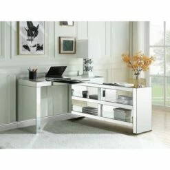 Noralie Built-In USB Port Writing Desk Clear Glass/Mirrored/Faux Diamonds - Acme Furniture -Outlet Desks Store unnamed file 12587