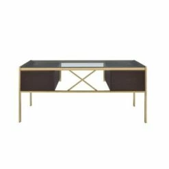 Yumia Desk Gold/Clear Glass - Acme Furniture