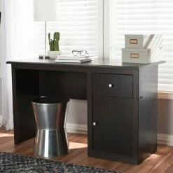 Belora Modern and Contemporary Finished Desk Dark Brown - Baxton Studio -Outlet Desks Store unnamed file 12638