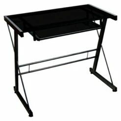 Glass Computer Desk with Keyboard Tray - Saracina Home Black -Outlet Desks Store unnamed file 1271