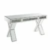 Noralie Criss Crossed Legs Writing Desk Clear Glass/Mirrored/Faux Diamonds - Acme Furniture