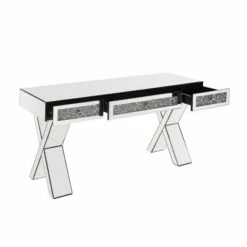 Noralie Criss Crossed Legs Writing Desk Clear Glass/Mirrored/Faux Diamonds - Acme Furniture -Outlet Desks Store unnamed file 12741