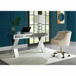 Noralie Criss Crossed Legs Writing Desk Clear Glass/Mirrored/Faux Diamonds - Acme Furniture -Outlet Desks Store unnamed file 12742