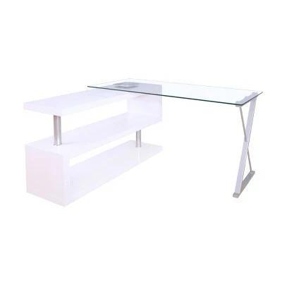 Buck Desk with Swivel - Acme Furniture White High Gloss/clear Glass 12 Buck Desk with Swivel - Acme Furniture White High Gloss/clear Glass - Image 10