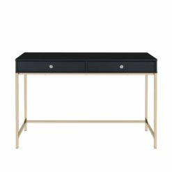 Ottey Writing Desk - Acme Furniture Pink High Gloss/gold Finish