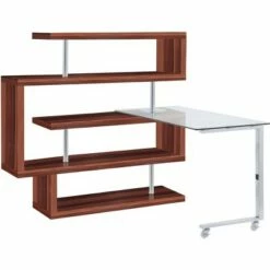 Buck II Writing Desk with Shelf - Acme Furniture Glass/chrome/walnut High Gloss Finish -Outlet Desks Store unnamed file 12769