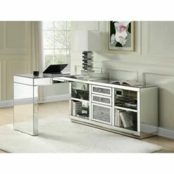 Noralie 3 Drawers Built-In USB Port Writing Desk Clear Glass/Mirrored/Faux Diamonds - Acme Furniture -Outlet Desks Store unnamed file 12775