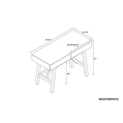 Tracey Writing Desk with Drawer Gray - Linon 11 Tracey Writing Desk with Drawer Gray - Linon - Image 9