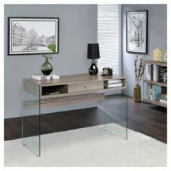 Writing Desk Clear Oak Gray - Acme Furniture