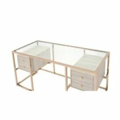 Huyana Desk Clear Glass/Gold - Acme Furniture -Outlet Desks Store unnamed file 12828
