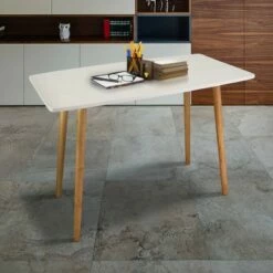 Mid-Century Style Wooden Desk White/Natural - Flora Home -Outlet Desks Store unnamed file 12843