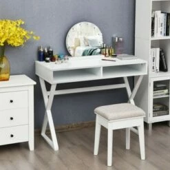 Costway Modern Computer Desk Writing Desk Makeup Vanity Table Storage -Outlet Desks Store unnamed file 1285