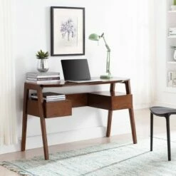 Crownfield Mid-Century Modern Writing Desk with Storage - Aiden Lane White -Outlet Desks Store unnamed file 12875