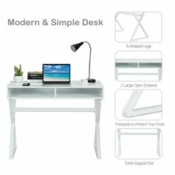 Costway Modern Computer Desk Writing Desk Makeup Vanity Table Storage -Outlet Desks Store unnamed file 1290