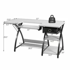Costway Sewing Craft Table Folding Computer Desk Adjustable Platform w/ Drawer & Shleves
