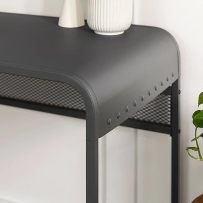 Sloan Industrial Metal Curved Top Writing Desk Gunmetal Gray - Saracina Home 7 Sloan Industrial Metal Curved Top Writing Desk Gunmetal Gray - Saracina Home - Image 5