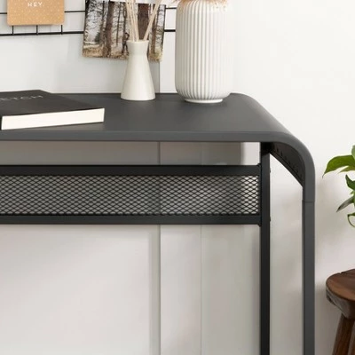 Sloan Industrial Metal Curved Top Writing Desk Gunmetal Gray - Saracina Home 8 Sloan Industrial Metal Curved Top Writing Desk Gunmetal Gray - Saracina Home - Image 6