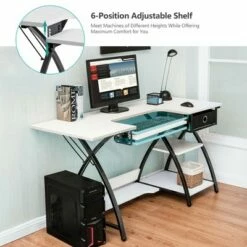 Costway Sewing Craft Table Folding Computer Desk Adjustable Platform w/ Drawer & Shleves -Outlet Desks Store unnamed file 1294
