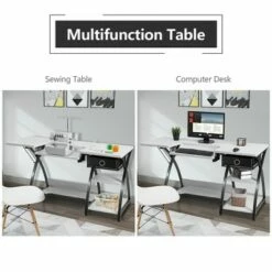 Costway Sewing Craft Table Folding Computer Desk Adjustable Platform w/ Drawer & Shleves -Outlet Desks Store unnamed file 1295