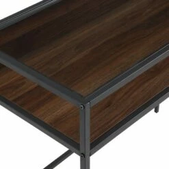 35" Metal & Wood Compact Desk with Glass - Saracina Home Dark Walnut -Outlet Desks Store unnamed file 12963