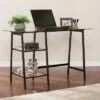 Beecher Metal/Glass Sawhorse/A Frame Writing Desk Black - Aiden Lane