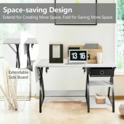 Costway Sewing Craft Table Folding Computer Desk Adjustable Platform w/ Drawer & Shleves -Outlet Desks Store unnamed file 1297