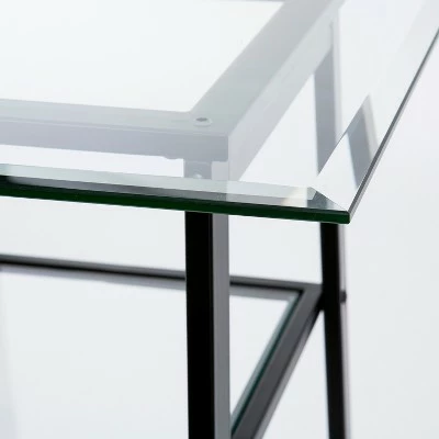 Beecher Metal/Glass Sawhorse/A Frame Writing Desk Black - Aiden Lane 8 Beecher Metal/Glass Sawhorse/A Frame Writing Desk Black - Aiden Lane - Image 6