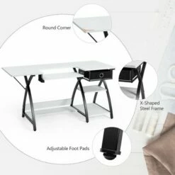 Costway Sewing Craft Table Folding Computer Desk Adjustable Platform w/ Drawer & Shleves -Outlet Desks Store unnamed file 1298