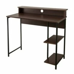 35" Wooden Home Office Computer Desk with Metal Base and Storage Natural/Black - Teamson Home 15 35" Wooden Home Office Computer Desk with Metal Base and Storage Natural/Black - Teamson Home -Outlet Desks Store unnamed file 13069