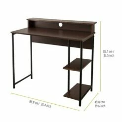 35" Wooden Home Office Computer Desk with Metal Base and Storage Natural/Black - Teamson Home 17 35" Wooden Home Office Computer Desk with Metal Base and Storage Natural/Black - Teamson Home -Outlet Desks Store unnamed file 13071