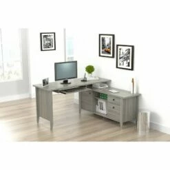 L Shaped Computer Writing Desk Gray - Inval