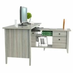 L Shaped Computer Writing Desk Gray - Inval -Outlet Desks Store unnamed file 13076