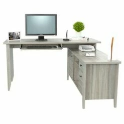 L Shaped Computer Writing Desk Gray - Inval -Outlet Desks Store unnamed file 13077