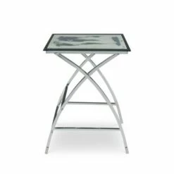 Christopher World Map Metal Computer Desk Silver - Powell Company