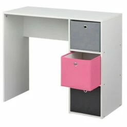 Student Writing Desk with 3 Fabric Bins - Buylateral White/pink -Outlet Desks Store unnamed file 13189