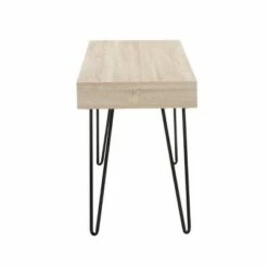 44" Home Retro Writing Desk with Storage and Hairpin Legs - OFM Black/oak -Outlet Desks Store unnamed file 13192