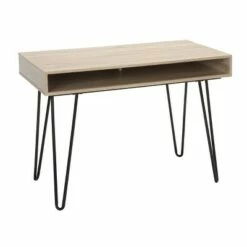 44" Home Retro Writing Desk with Storage and Hairpin Legs - OFM Black/oak -Outlet Desks Store unnamed file 13193