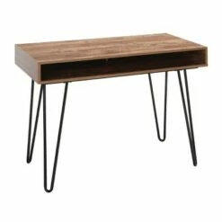 44" Home Retro Writing Desk with Storage and Hairpin Legs - OFM Black/oak -Outlet Desks Store unnamed file 13194