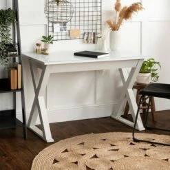 Glass Top Writing Desk with Drawer - Saracina Home White -Outlet Desks Store unnamed file 13243