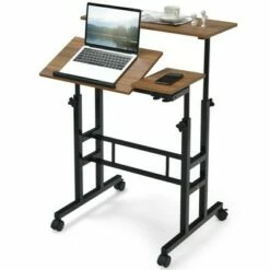 Costway Mobile Stand up Desk Adjustable Computer Desk Tilting Workstation -Outlet Desks Store unnamed file 1325