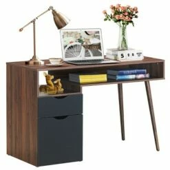 Costway Computer Desk PC Writing Table Study Workstation Drawer & Cabinet With Wood Legs -Outlet Desks Store unnamed file 1333