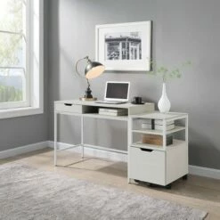 40" Contempo Desk with Drawer and Shelf White Oak - OSP Home Furnishings -Outlet Desks Store unnamed file 13371