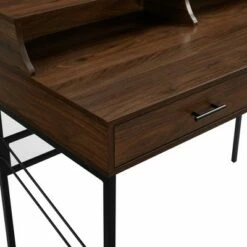2 Drawer Writing Desk with Storage Hutch - Saracina Home Dark Walnut -Outlet Desks Store unnamed file 13416