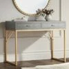 55 Downing Street Modern Wood Rectangular Desk 42" x 21" with Drawer Gray Tabletop Gold for Living Room Entryway Home House Office -Outlet Desks Store unnamed file 13481
