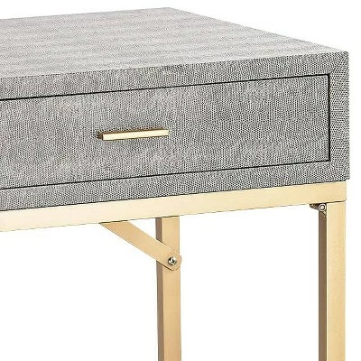 55 Downing Street Modern Wood Rectangular Desk 42" x 21" with Drawer Gray Tabletop Gold for Living Room Entryway Home House Office 4 55 Downing Street Modern Wood Rectangular Desk 42" x 21" with Drawer Gray Tabletop Gold for Living Room Entryway Home House Office - Image 2