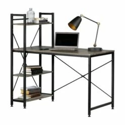 Evane Industrial Desk with Bookcase - South Shore Oak Camel -Outlet Desks Store unnamed file 13512